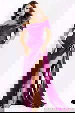 taffeta pruple high slit dress 44322