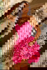 Strapless rosette mini dress with sweetheart neckline