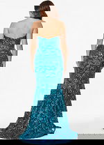 back of blue print mermaid dress 44340