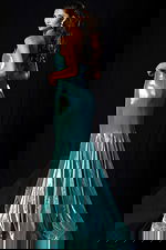 Strapless metallic mermaid gown with glossy sheen