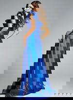 royal blue taffeta one shoulder dress 44345