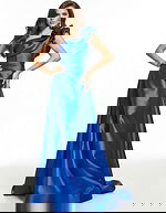 royal one shoulder dress with details on the shoulder 44345