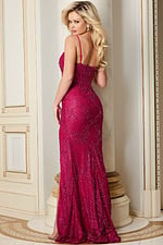 Illusion plunge neckline dress with thin straps
