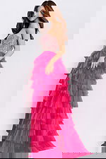 Beaded corset pink prom dress with thigh slit