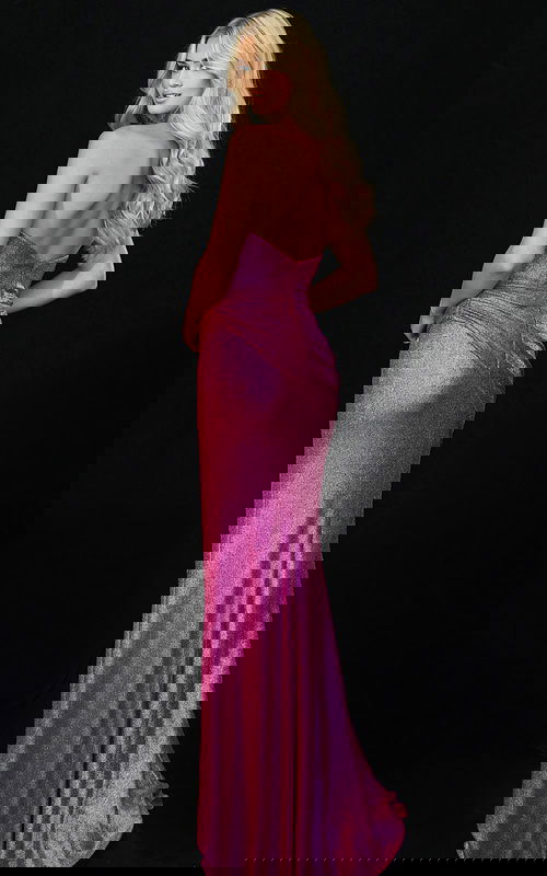 backless metallic shimmering dress 44366