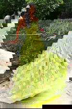 Strapless metallic jacquard ball gown