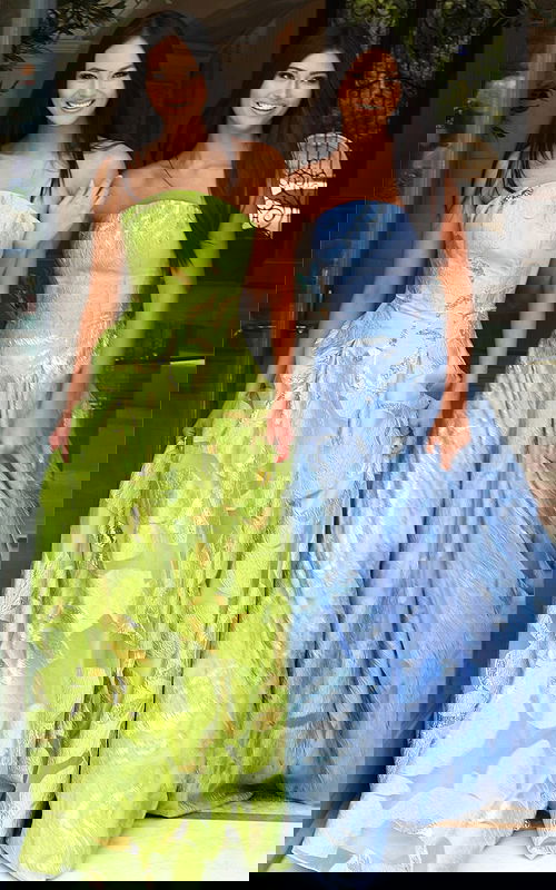 Formal strapless gown in shimmering jacquard