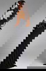 back of black peplum evening dress 44382