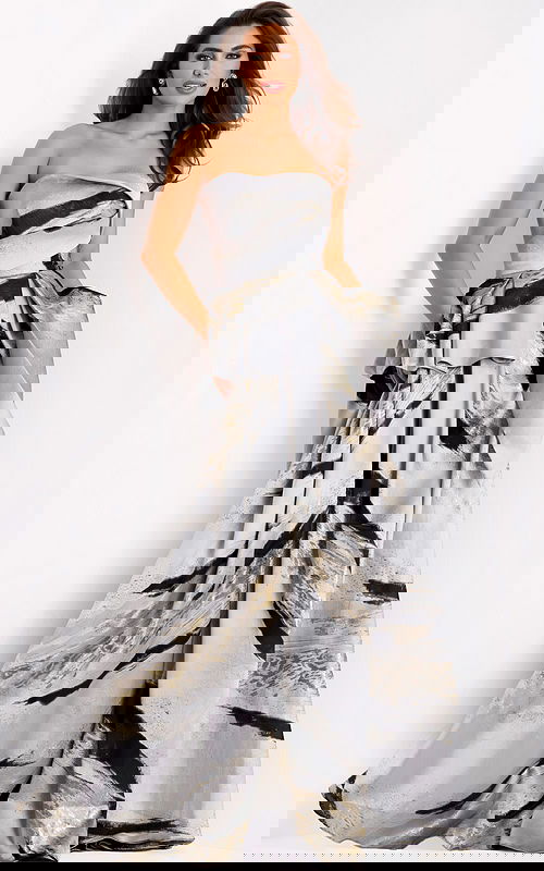 strapless print ball gown 44387