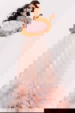 Pageant dress with layered organza and voluminous tulle skirt