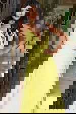 yellow empire waist prom dress 44405