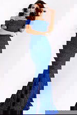 Royal blue lace off-shoulder mermaid gown