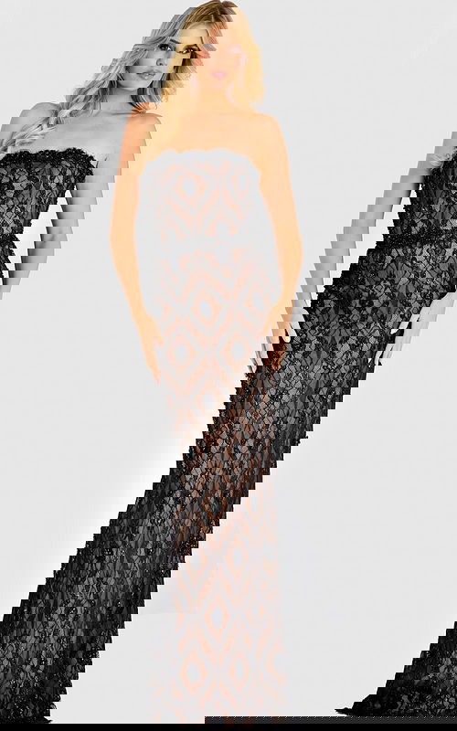 strapless black and nude fitted dress 44422