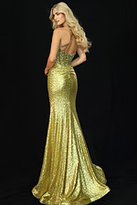 Gold Sequin Halter Prom Dress With High Slit 44429 - Image 2