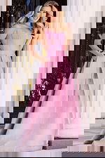 Pink shimmer ballgown with pockets and open side