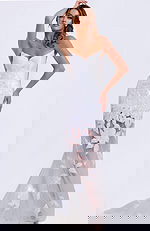 embellished v neckline sheer dress 44437