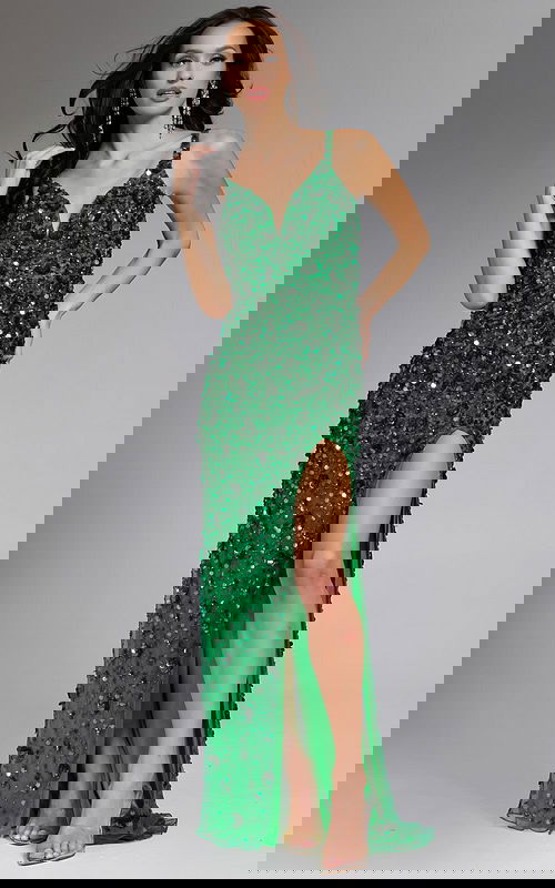 Model wearing Jovani dress 44440-1.