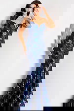 v neckline strapless print mermaid dress 44449