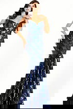 v neckline mermaid print dress 44449