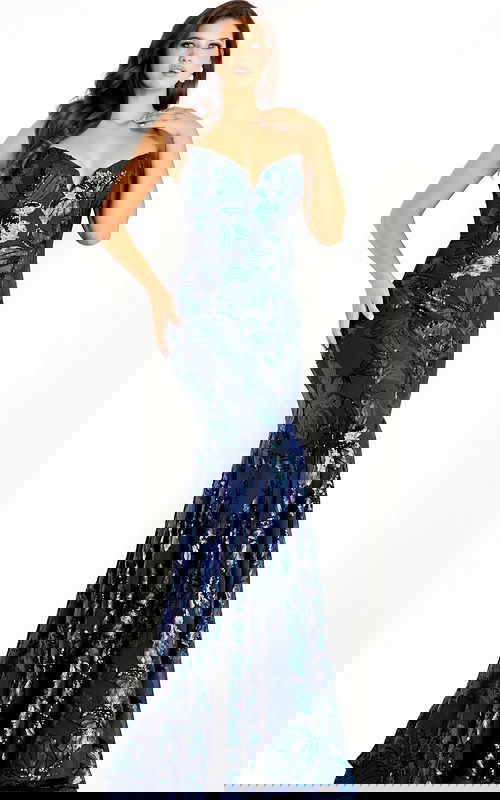 v neckline mermaid print dress 44449