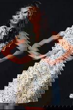 Beaded tweed mini cocktail dress with shimmering silver sequins and v neckline