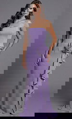 strapless sheath lilac dress with rosette detail 44503