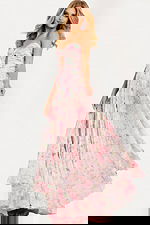 Floral strapless prom dress with pleated skirt and slit