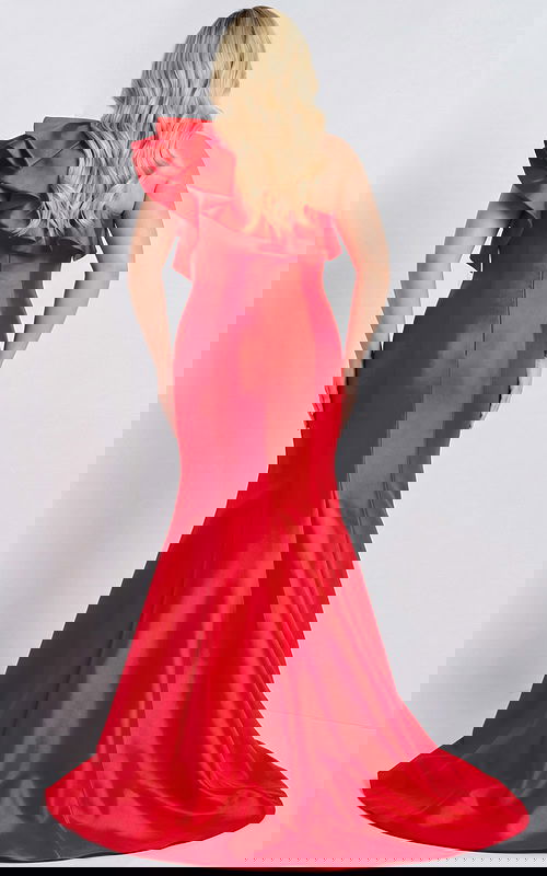 one shoulder a line red dress 44527