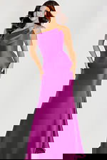 pleated neckline satin mermaid dress 44529