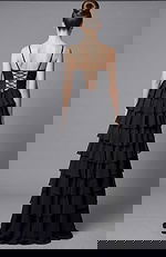 black layered corset bodice dress 44543