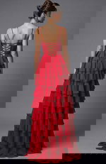 layered lace back up dress 44543