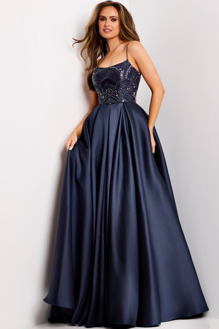 Model wearing Jovani dress 44587.