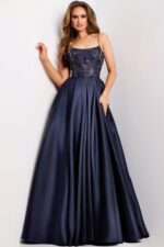 Model wearing Jovani dress 44587.