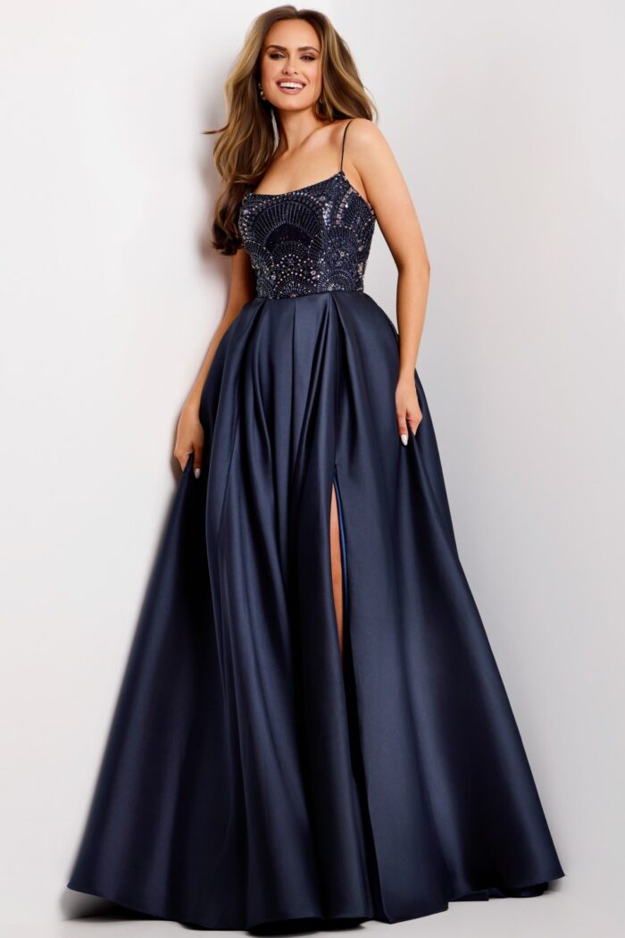 Model wearing Jovani dress 44587.