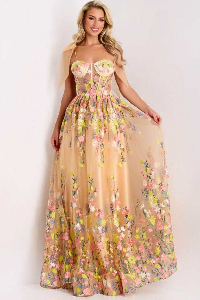 Model wearing Jovani dress 44596.