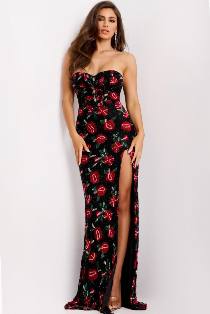 Model wearing Jovani dress 44633.