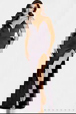 high slit black dress 44675