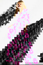 long sleeves floral print v neckline dress 44716