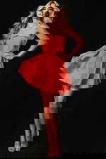 strapless orange fit and flare dress 44721