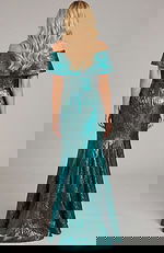 Floor length fitted gown with clean back and smooth flared hem