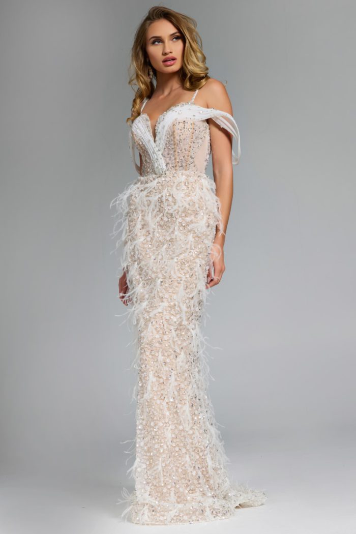 Model wearing Jovani dress 44848.