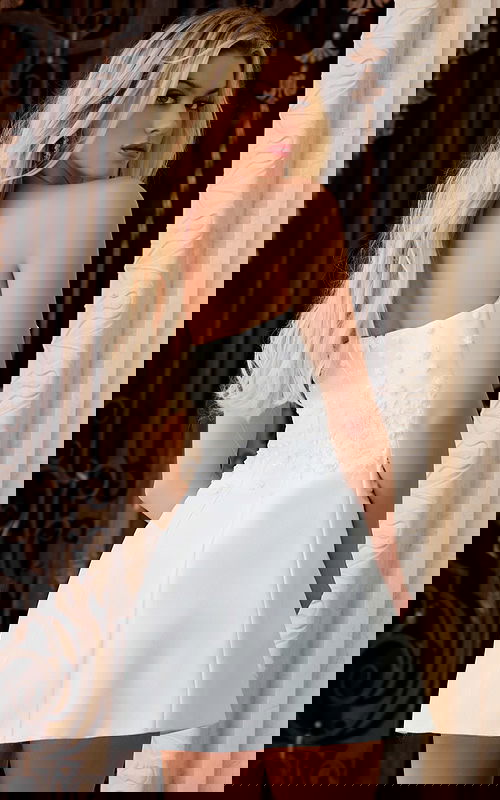 strapless beaded white dress 44855