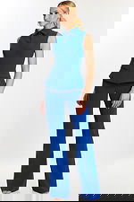 Sleeveless Royal Blue Jumpsuit with Flared Pants