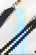 Back View of Zippered Blue Jumpsuit