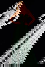 Romantic strapless evening gown with floral detailing