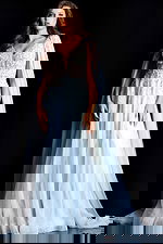 Elegant A-line dress featuring pearl embellishments and soft chiffon overlay