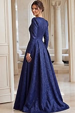 back of long sleeves high neck dress 45099