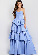 strapless blue a line dress 45111