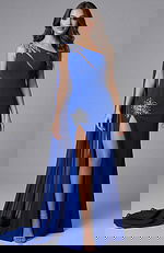 one shoulder royal blue dress 45125