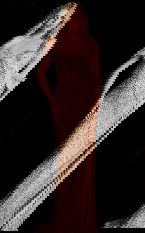 Beaded shimmer dress with wrapped detailing and form fitting silhouette